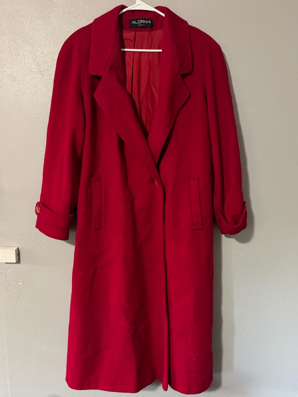 Women's Red Wool Long Coat